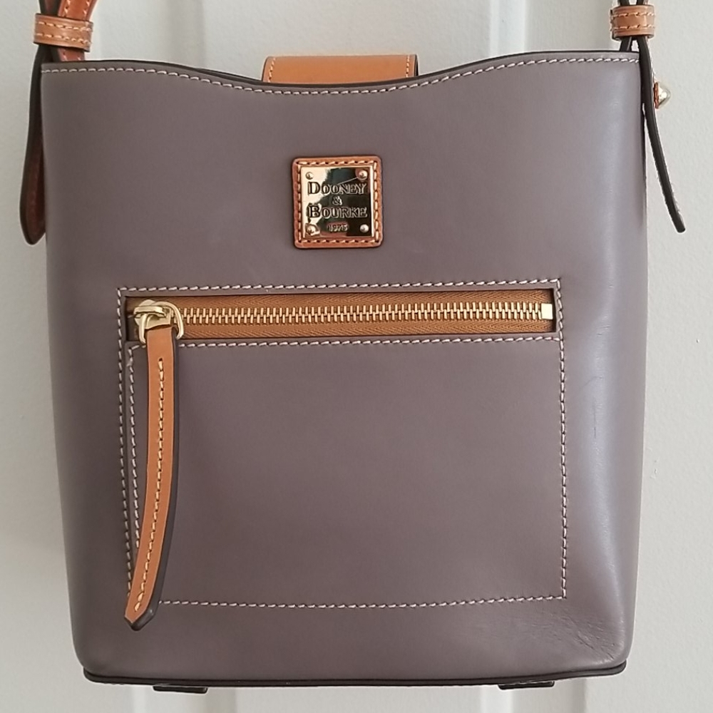 Dooney & Bourke Taupe and Tan Leather Crossbody Shoulder Bag